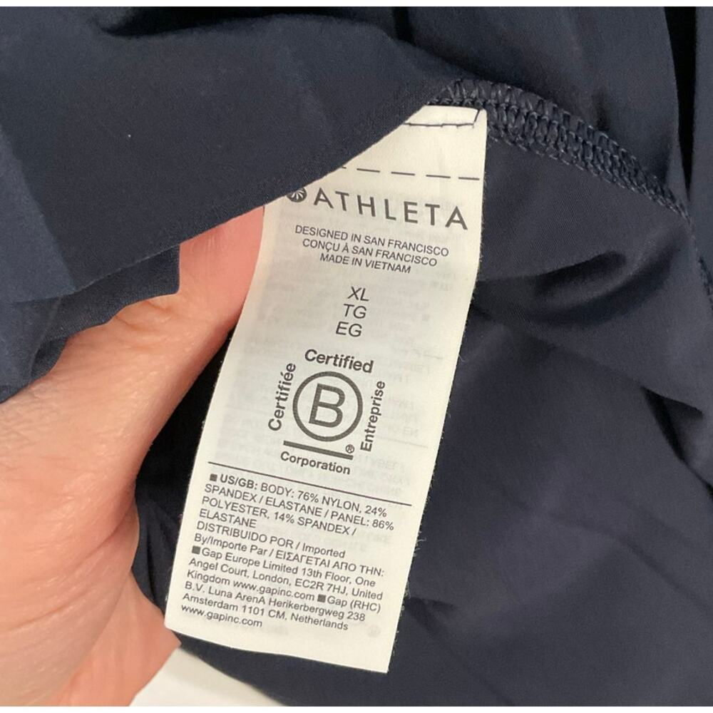 Athleta Match Point Pleated Dress Navy Blue X-Large Sleeveless Stretch Razorback - Picture 8 of 8